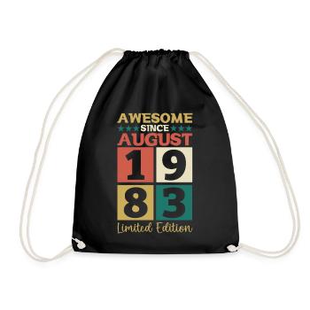Awesome since August 1983 39th Birthday Gift - Drawstring Bag - black - Front