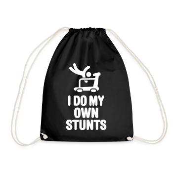 Fun treadmill training, I do my own stunts - Drawstring Bag - black - Front