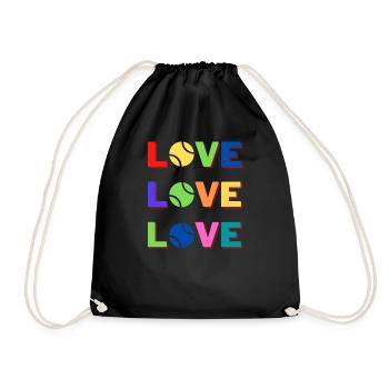 Love Love Love Tennis Slogan Design - Drawstring Bag - black - Front