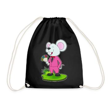 Mouse Groom Bouquet Wedding - Drawstring Bag - black - Front