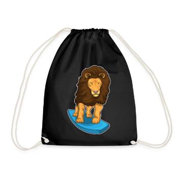 Lion Surfing Surfboard Summer - Drawstring Bag - black - Front