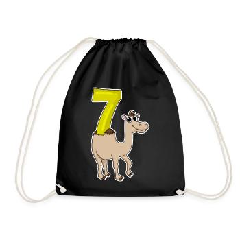 7 birthday 7 years old with animal motif - seven - Drawstring Bag - black - Front