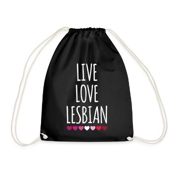 Leben. Liebe. Lesbe. - Turnbeutel - Schwarz - Vorne