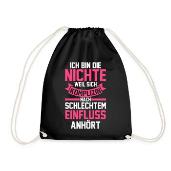Nichte - Turnbeutel - Schwarz - Vorne