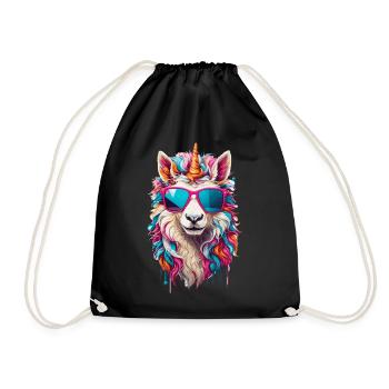 Einhorn süß niedlich cool - Turnbeutel - Schwarz - Vorne