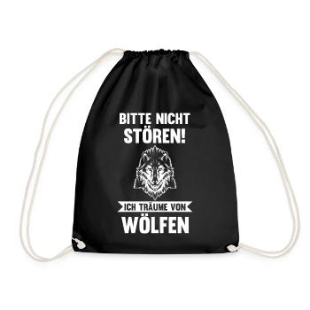 Tier Waldtier Wolf - Turnbeutel - Schwarz - Vorne