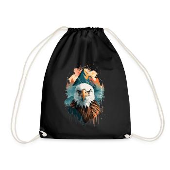 The Freedom of the Sky: Eagles and Mountain Landscape - Drawstring Bag - black - Front