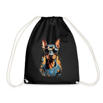 Doberman Dog Streetwear Aesthetic Design - Drawstring Bag - black - Front