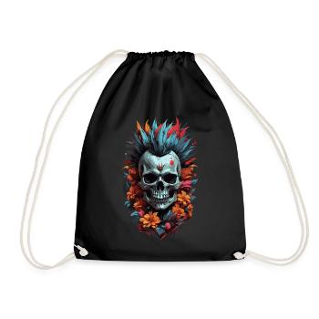 Fleur Punk Skull - Sac de sport léger - noir - Devant