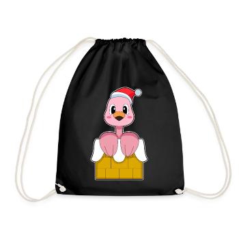 Chapeau de Noël flamant rose - Sac de sport léger - noir - Devant