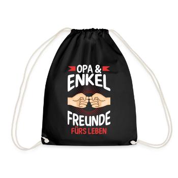 Großvater Opa und Enkel - Turnbeutel - Schwarz - Vorne