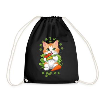 Bio Katze - Turnbeutel - Schwarz - Vorne