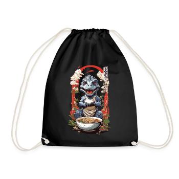 Dino Ramen Kawaii Ukiyo-e Manga Anime Design - Turnbeutel - Schwarz - Vorne
