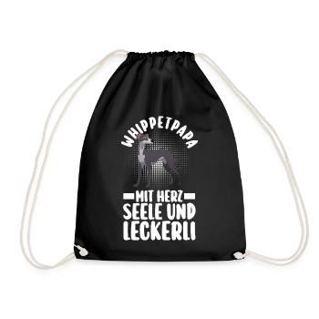 Hund Hundepapa Vater Whippetpapa Whippet - Turnbeutel - Schwarz - Vorne