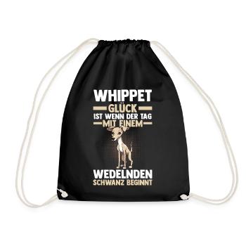 Hund Whippet - Turnbeutel - Schwarz - Vorne