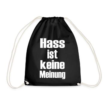 Demonstration Demokratie Hass keine Meinung - Turnbeutel - Schwarz - Vorne