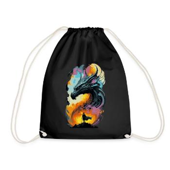 Giant Black Dragon on Fire - Drawstring Bag - black - Front