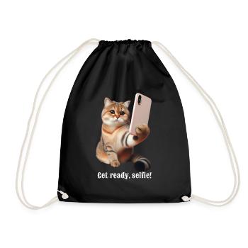 Get ready, selfie-9 - Drawstring Bag - black - Front