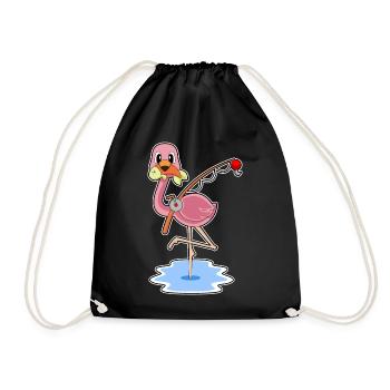 Flamingo Angler Fisch Angeln - Turnbeutel - Schwarz - Vorne