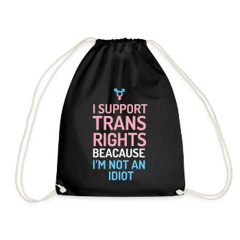 I Support Trans Rights - Drawstring Bag - black - Front