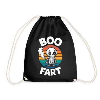 Furzendes Skelett – Lustiges Halloween - Turnbeutel - Schwarz - Vorne