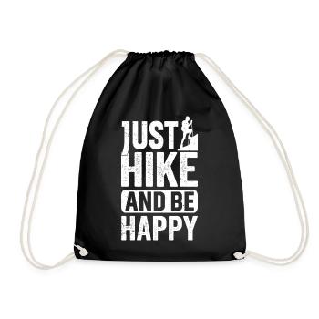 Just Hike And Be Happy Wandern Bergsteigen - Turnbeutel - Schwarz - Vorne