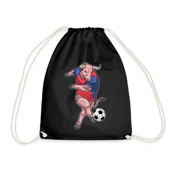 Stier Fußballspieler Fußball - Turnbeutel - Schwarz - Vorne