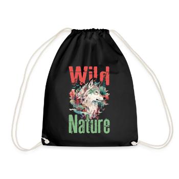 Wolf Wolf Head Predator Nature Wilderness Colorful Art - Drawstring Bag - black - Front