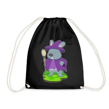 Bunny Witch Broom - Drawstring Bag - black - Front