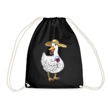 Duck red wine - Drawstring Bag - black - Front