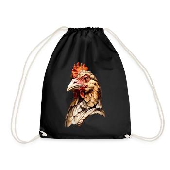Tête de poulet réaliste - Graphique d’animal de la ferme - Sac de sport léger - noir - Devant