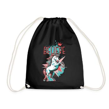 Unicorn Faith Vintage Retro Colorful Modern Trend - Drawstring Bag - black - Front