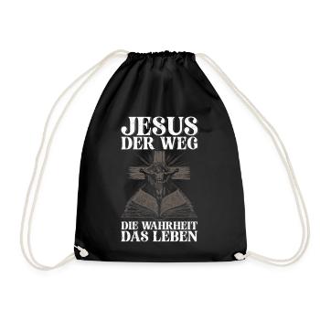 Jesus Der Weg Die Wahrheit Das Leben Gott Christus - Turnbeutel - Schwarz - Vorne