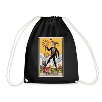 The Manager Funny Tarot Card Design - Drawstring Bag - black - Front