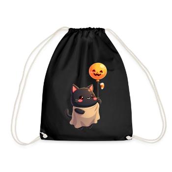 Chat d’Halloween avec citrouille d’Halloween - Sac de sport léger - noir - Devant