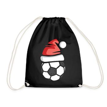 Football de Noël avec chapeau de Père Noël - Sac de sport léger - noir - Devant