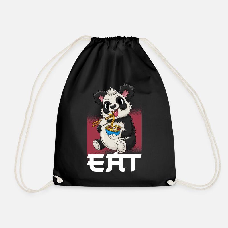 Panda Ramen Japanisch Essen - Turnbeutel - Schwarz