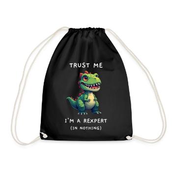 Drôle de T-Rex « Rexpert in Nothing » Dicton - Sac de sport léger - noir - Devant