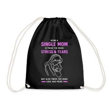 Single Mom Mom Single Single Mom Single - Drawstring Bag - black - Front