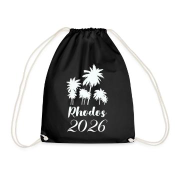 Rhodes Palm Trees 2026 - Drawstring Bag - black - Front