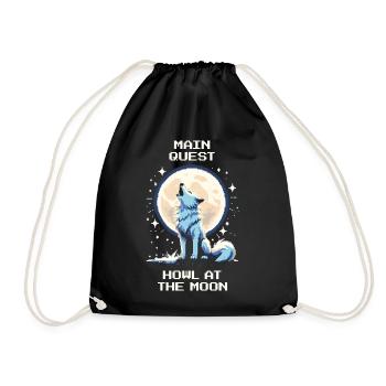 Quête principale : Hurler vers la Lune | Loup - Sac de sport léger - noir - Devant
