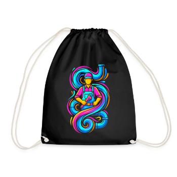 Plumber with wrench - Drawstring Bag - black - Front