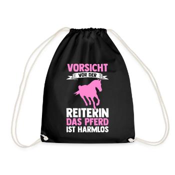 Reiten Pferdeliebhaber Reiterhof Pferde - Turnbeutel - Schwarz - Vorne