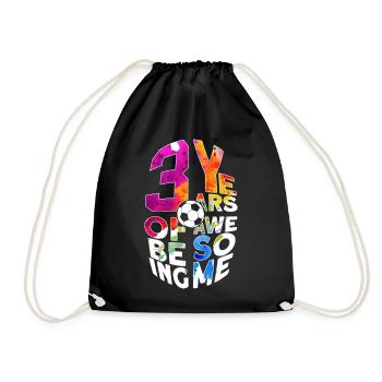 3 YEARS OF BEING AWESOME FOOTBALL 3RD BIRTHDAY - Drawstring Bag - black - Front