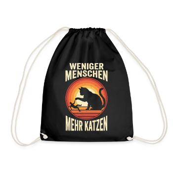 Weniger Menschen Mehr Katzen - Turnbeutel - Schwarz - Vorne