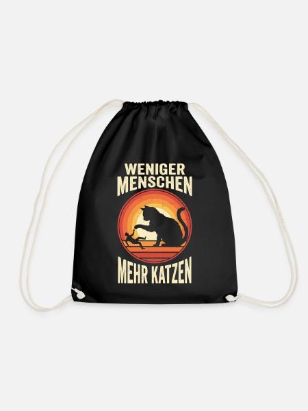 Weniger Menschen Mehr Katzen - Turnbeutel - Schwarz