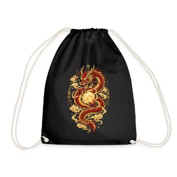 Chinesischer Drache – Sternzeichen Tierhoroskop - Turnbeutel - Schwarz - Vorne