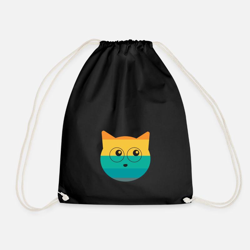Vintage Cat - Drawstring Bag - black