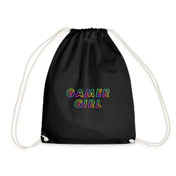 Gamer Girl Geschenk für Zocker Freundin und Frauen - Turnbeutel - Schwarz - Vorne