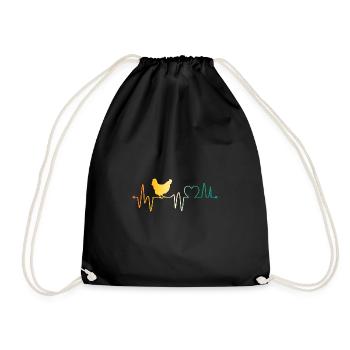 Chickens heartbeat hen - Drawstring Bag - black - Front